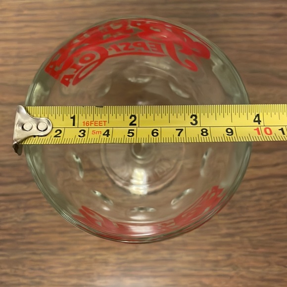 VINTAGE Pepsi Cola Soda Thumbprint Grip Goblet Red Print Logo Cup Glass - Picture 7 of 7